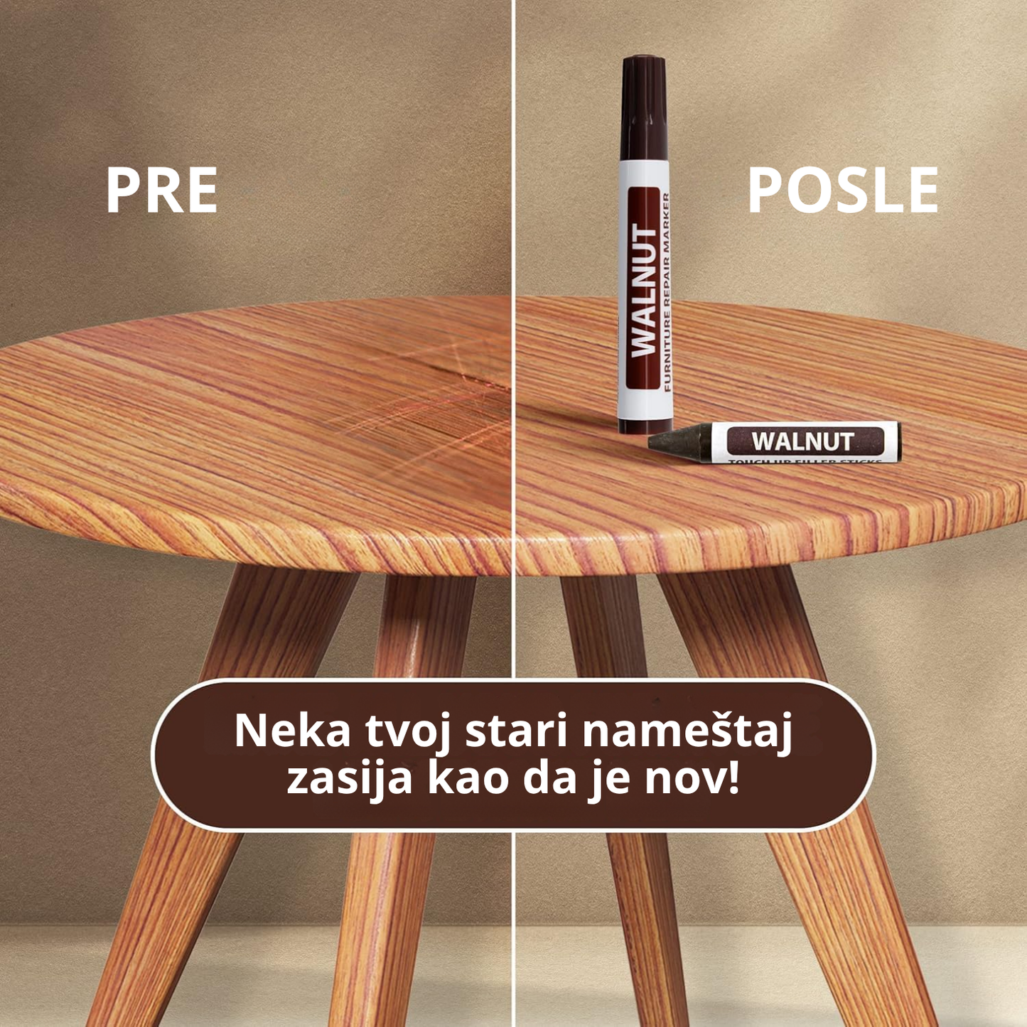 WoodFix - Set markera i voska za reparaciju drveta