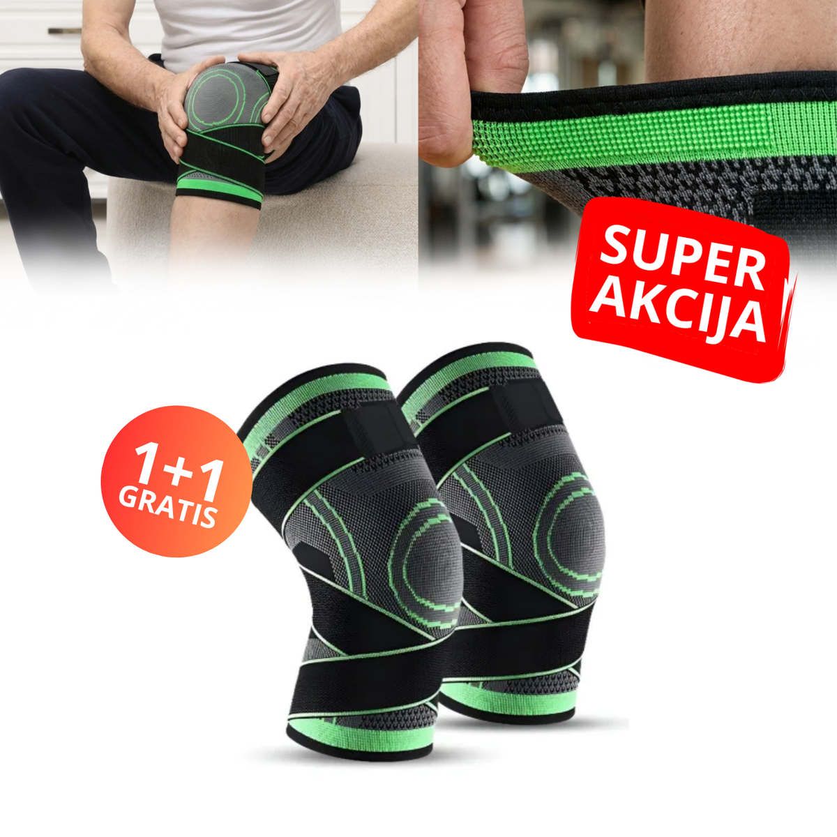 FlexPro – Kompresioni steznik za koleno - 1+1 Gratis