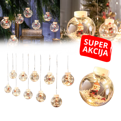 MagicLights Santa - Novogodišnja LED zavesa sa svetlećim kuglama (Set sa 10 kugli)