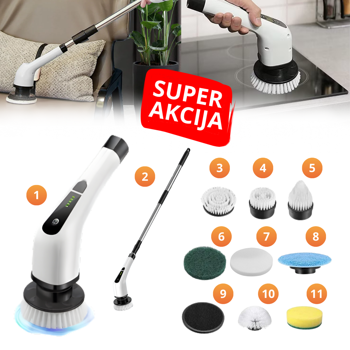 CleanPro - Multifunkcionalna Električna četka za čišćenje   (11 delova)