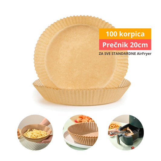 Papirne korpice za AirFryer - 50 komada + 2 mikrofiber krpe GRATIS