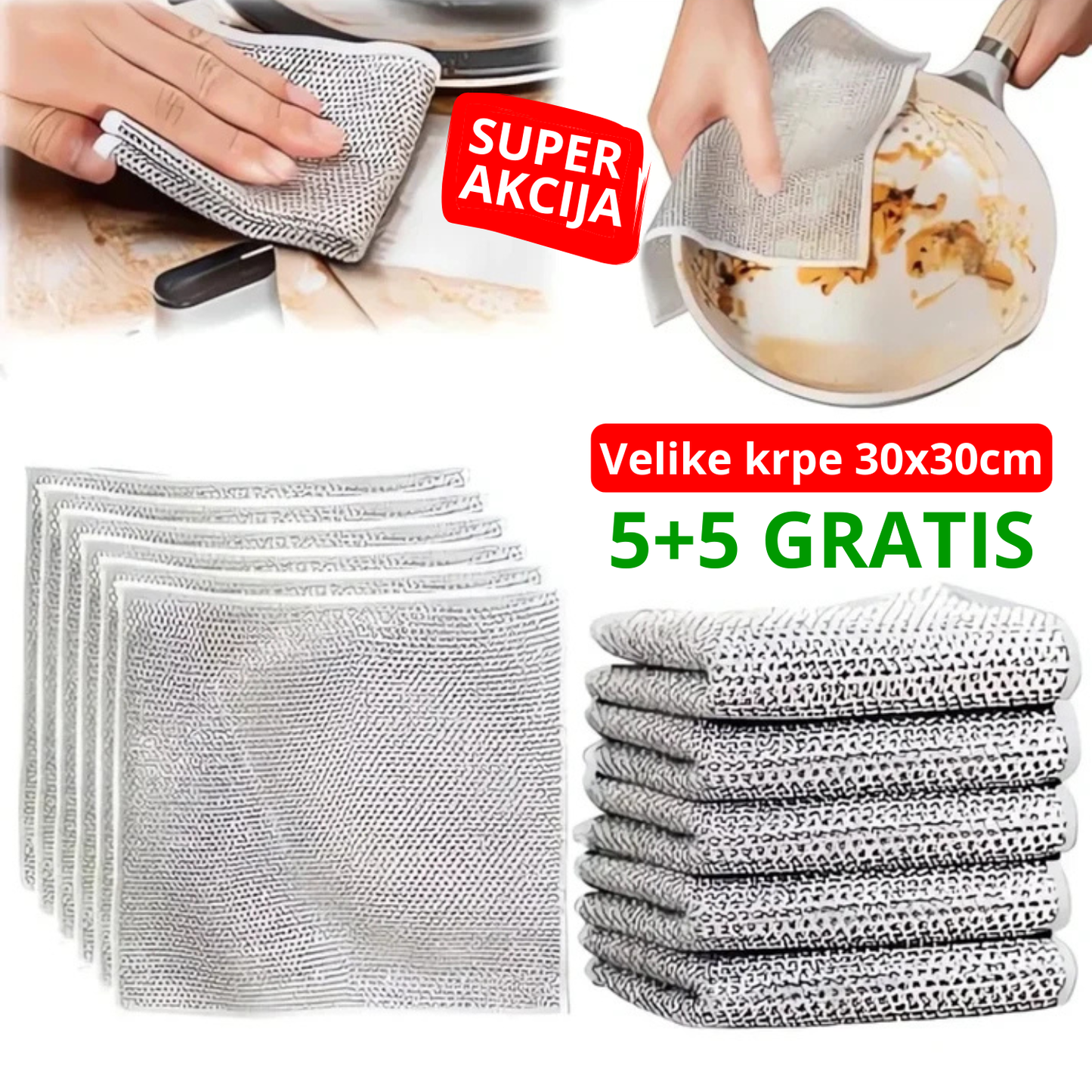 Metalne krpe za čišćenje tvrdokornih mrlja – Set od 10 komada