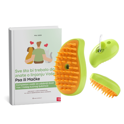 Parna četka za ljubimce + Priručnik za linjanje ljubimaca