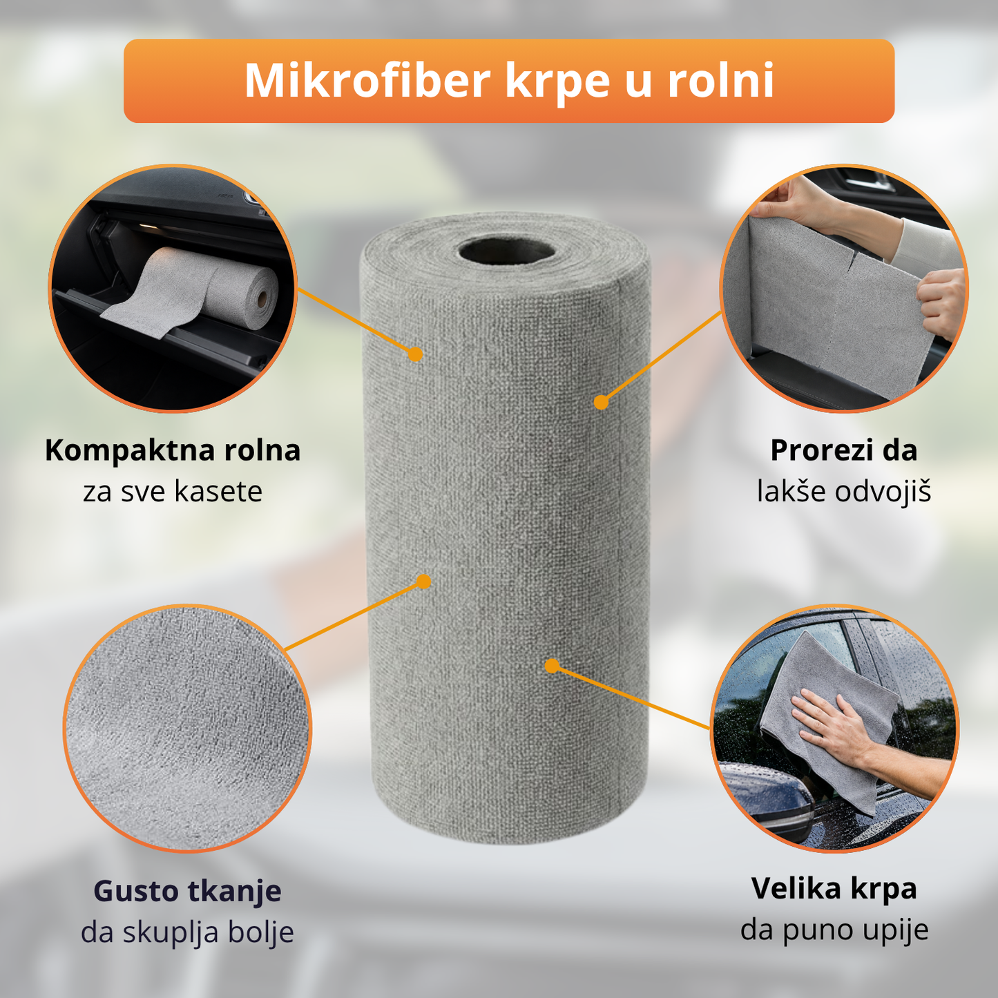 Višekratne mikrofiber krpe u rolni (50 komada)