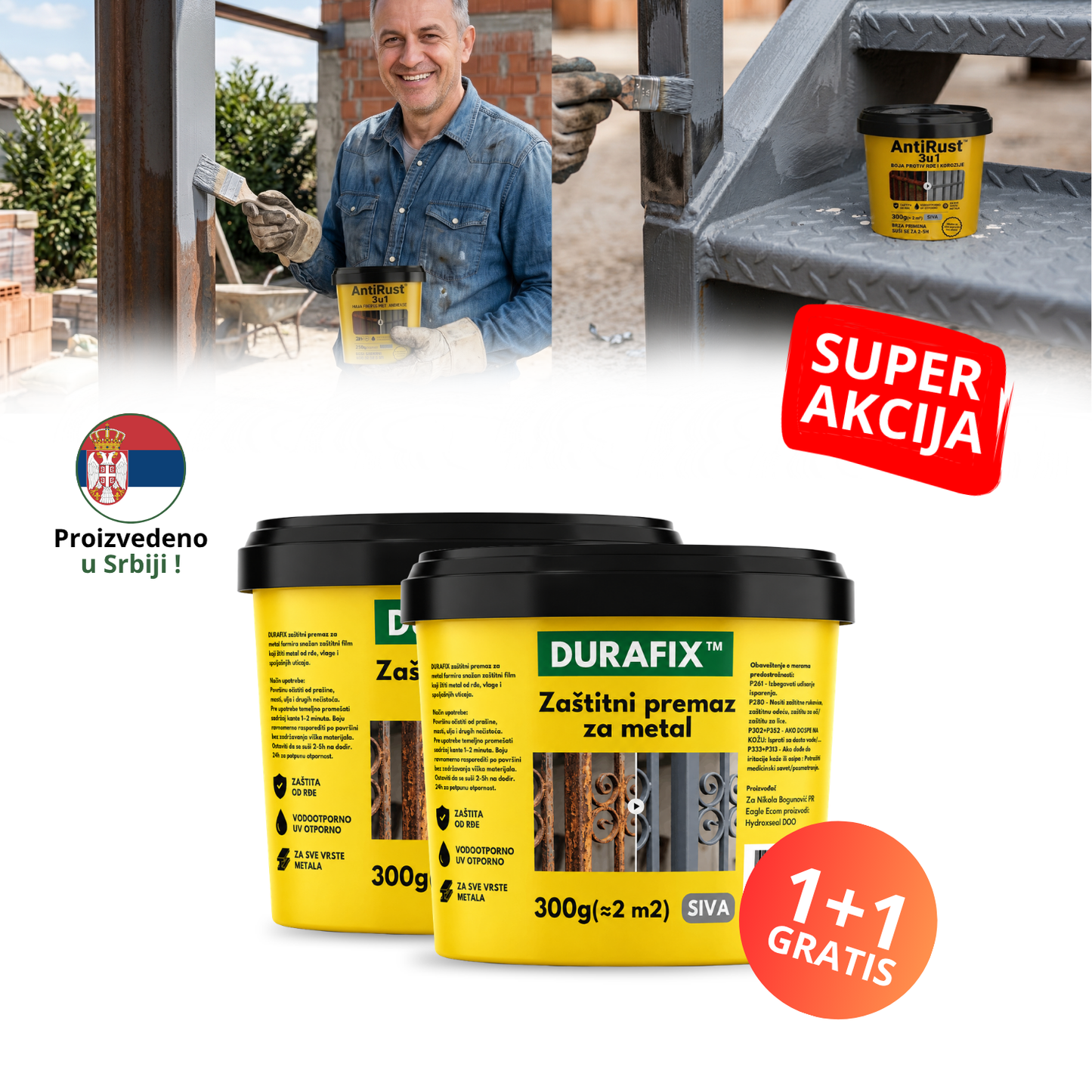 AntiRust - 3 u 1 boja protiv rđe i korozije (300g+300g)