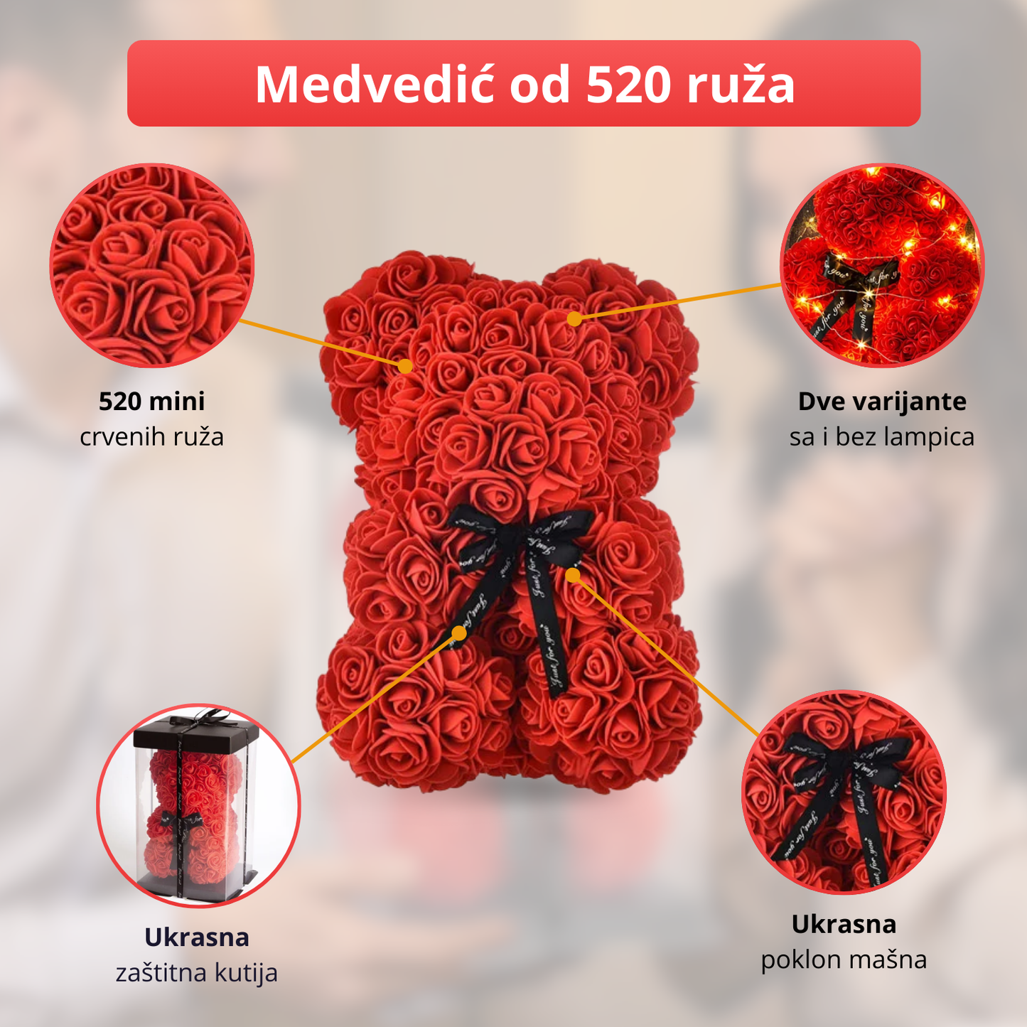 Rose Teddy - Plišani medvedić od ruža