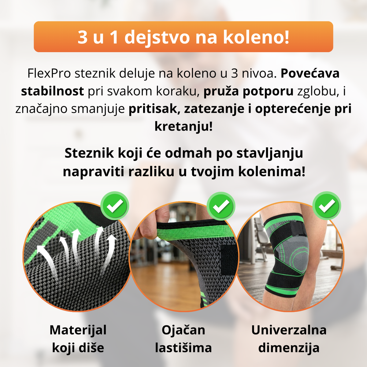 FlexPro – Kompresioni steznik za koleno - 1+1 Gratis