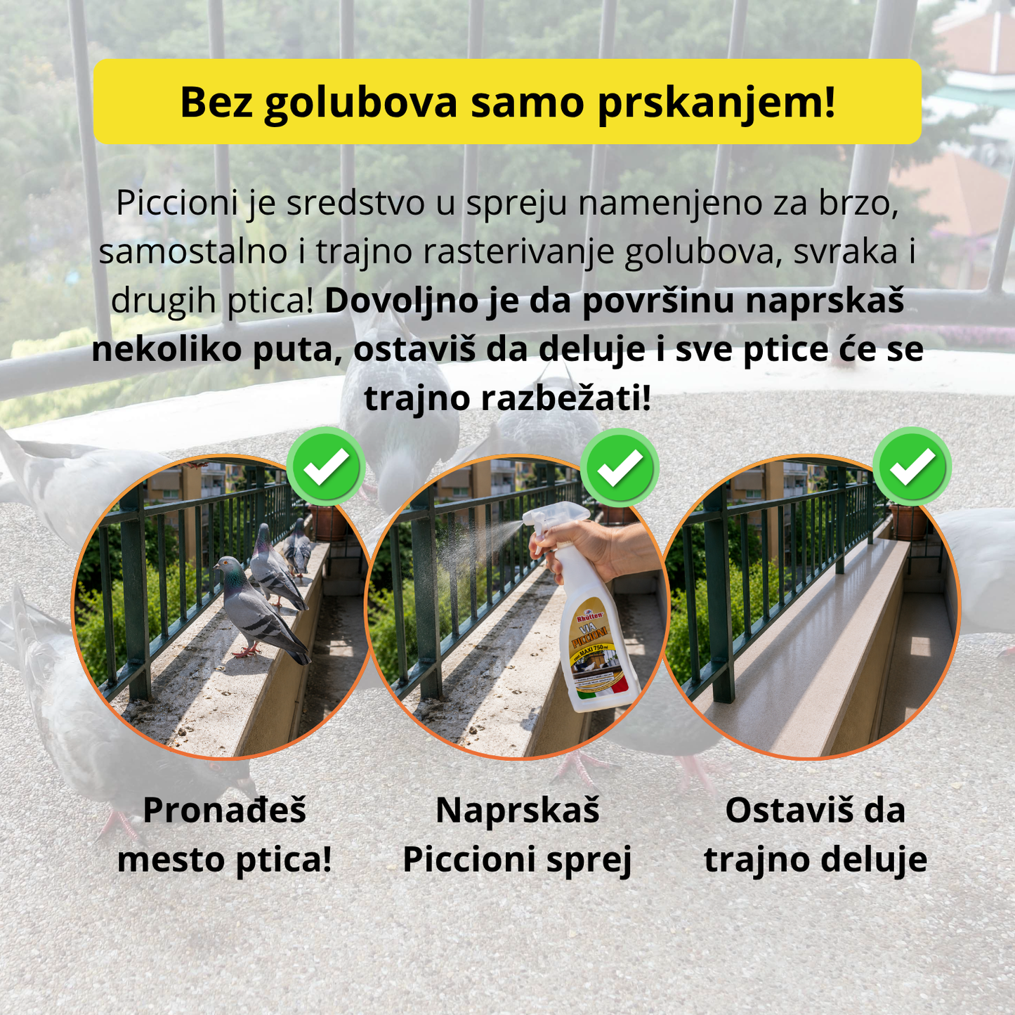 Sredstvo za Rasterivanje Golubova i Ostalih Ptica 750ml