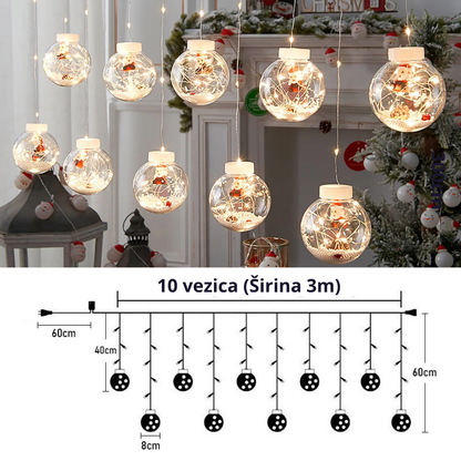 MagicLights Santa - Novogodišnja LED zavesa sa svetlećim kuglama (Set sa 10 kugli)