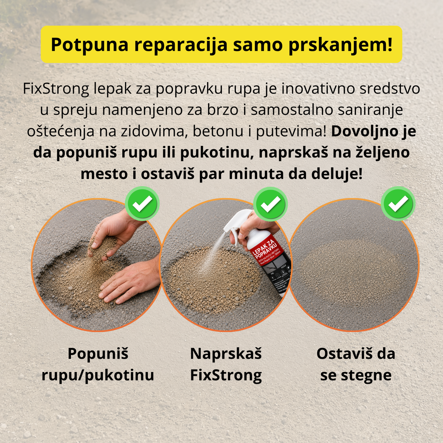 FixStrong - Lepak za popravku rupa na putu i betonu - 1+1 Gratis