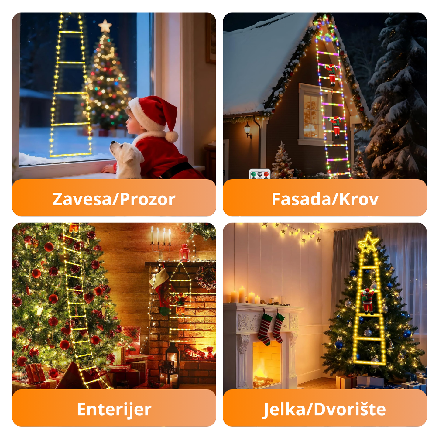 LED Novogodišnje Merdevine sa velikim Deda Mrazom