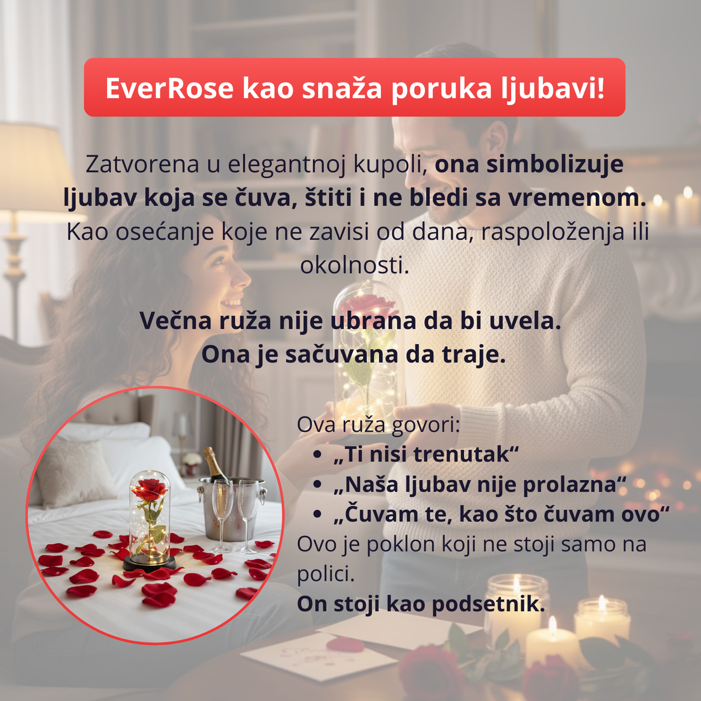 Ever Rose - Večna svetleća ruža u zvonu