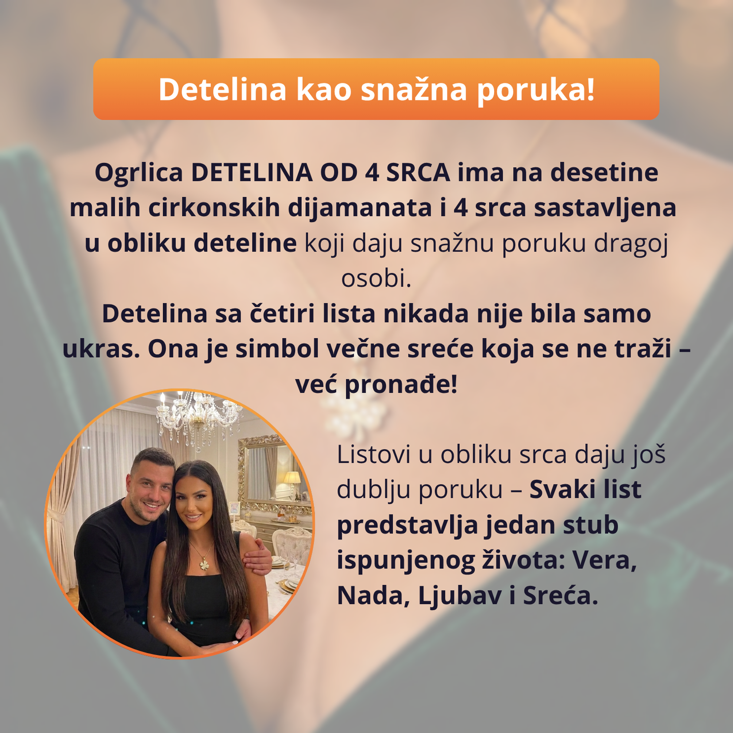 Amajlija Večne Sreće - Ogrlica Detelina od 4 Srca