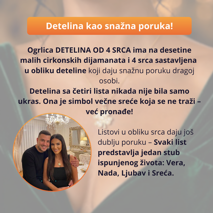 Amajlija Večne Sreće - Ogrlica Detelina od 4 Srca