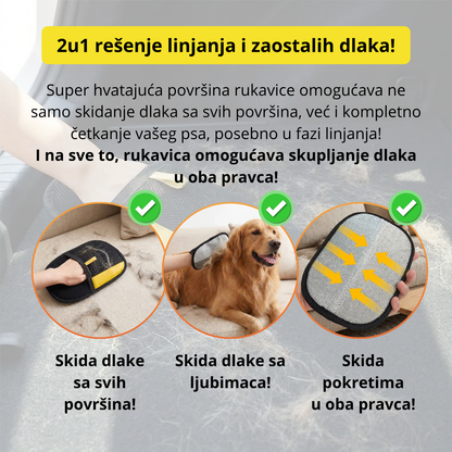 PetGlove - 2u1 rukavica za skupljanje dlaka - 1 + 1 Gratis