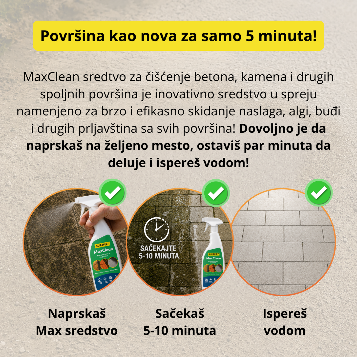 MaxClean - Sredstvo za čišćenje betona i spoljašnjih površina - 1 + 1 Gratis