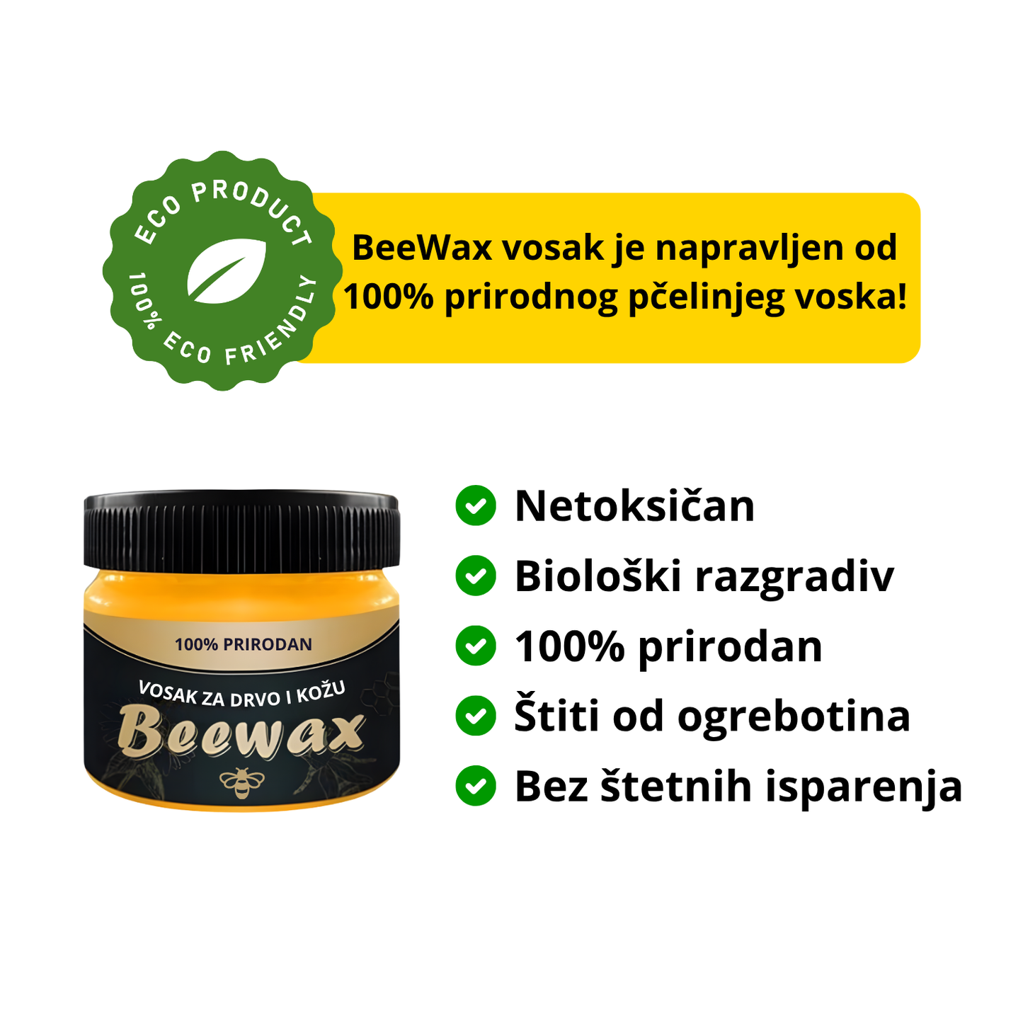BeeWax - Vosak za obnovu drvenih površina 1+1