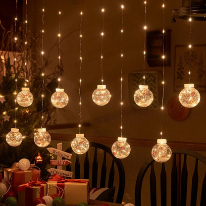 MagicLights Santa - Novogodišnja LED zavesa sa svetlećim kuglama (Set sa 10 kugli)