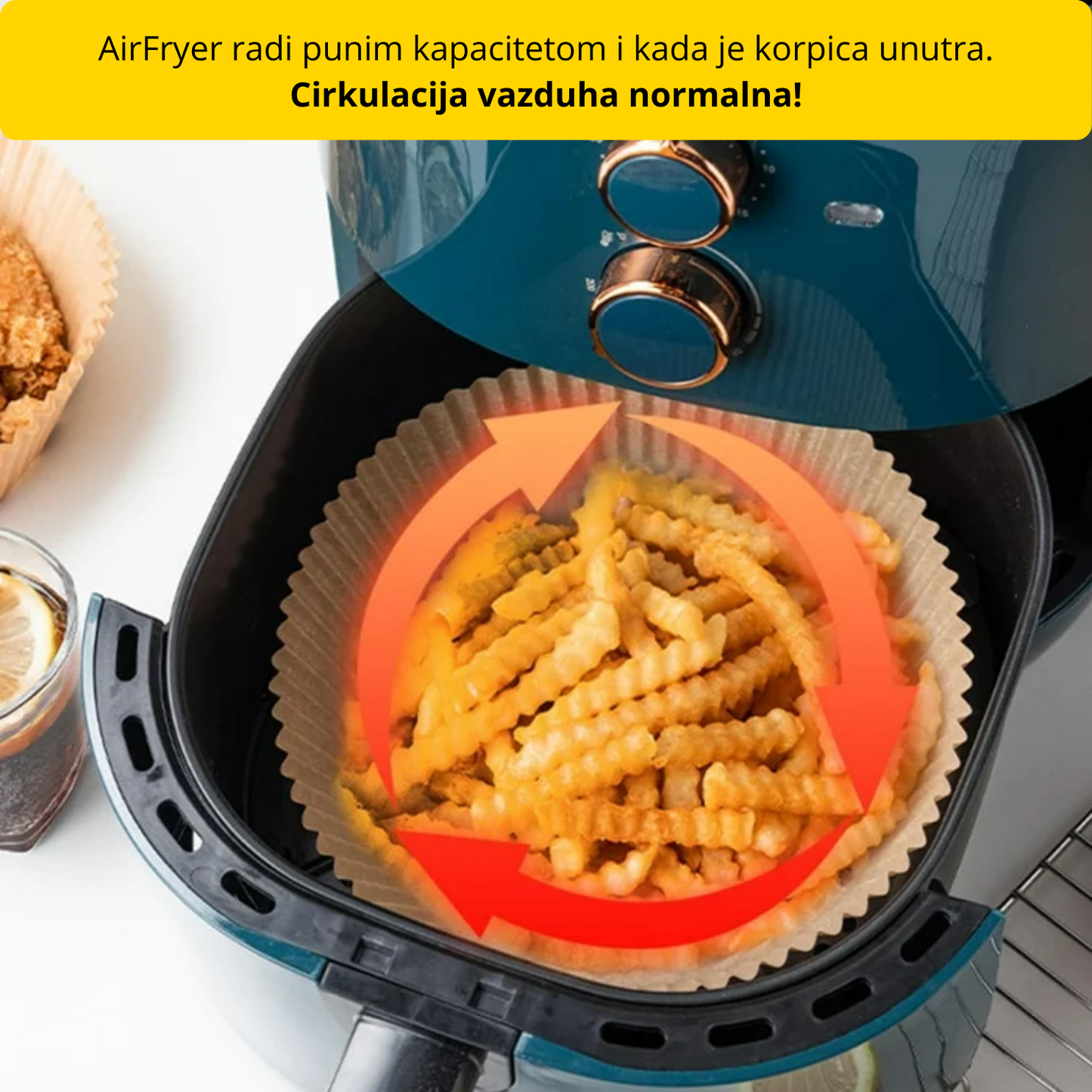 Papirne korpice za AirFryer - 50 komada + 2 mikrofiber krpe GRATIS