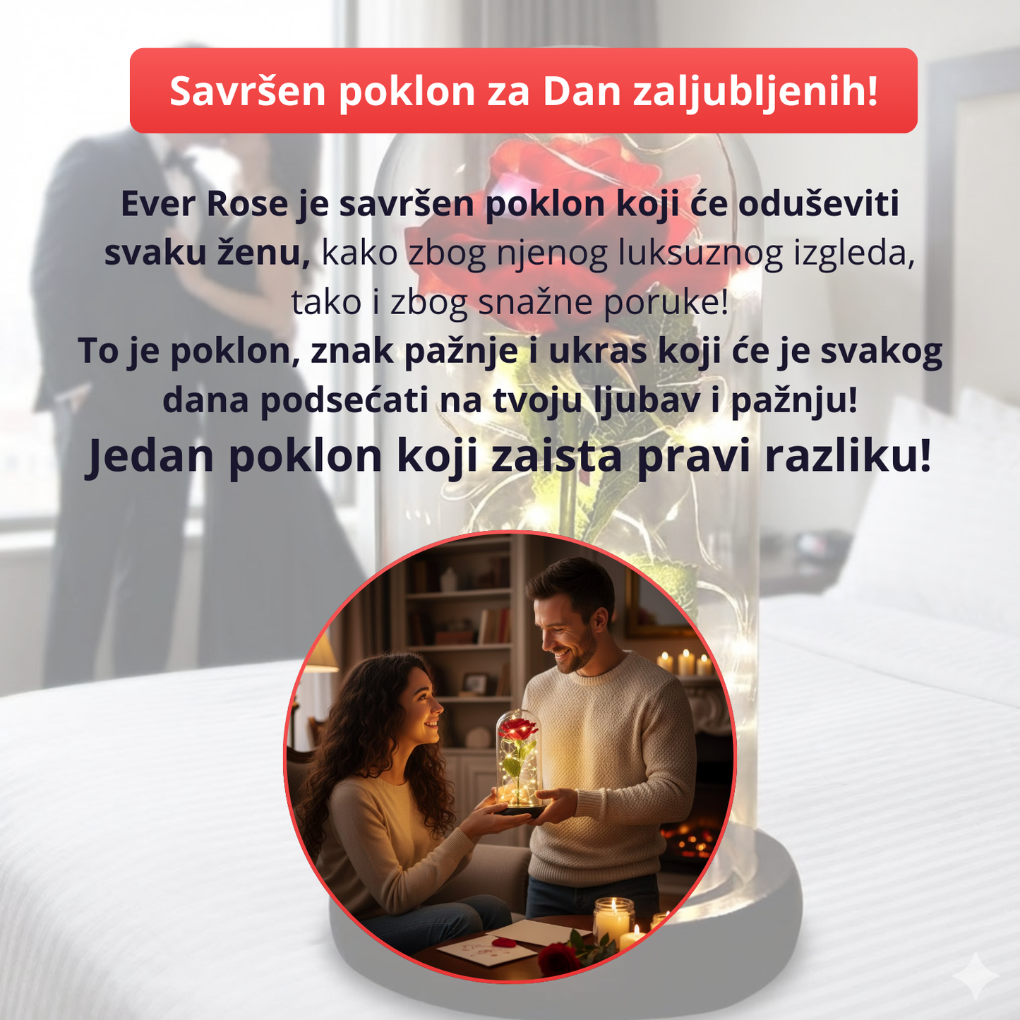 Ever Rose - Večna svetleća ruža u zvonu