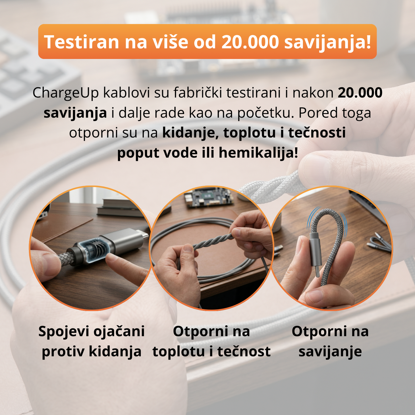 ChargeUp - Ekstra dugački kabl za punjenje 3m - 1+1 Gratis