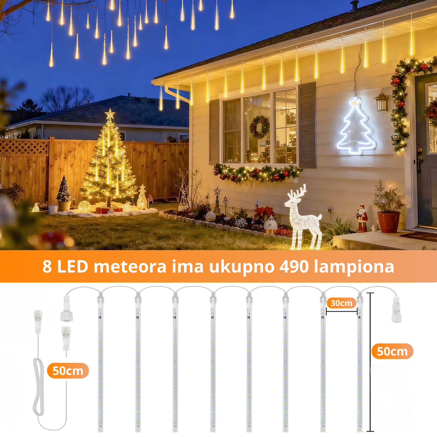 MagicLights - LED Zvezde Padalice (Set od 8 komada)