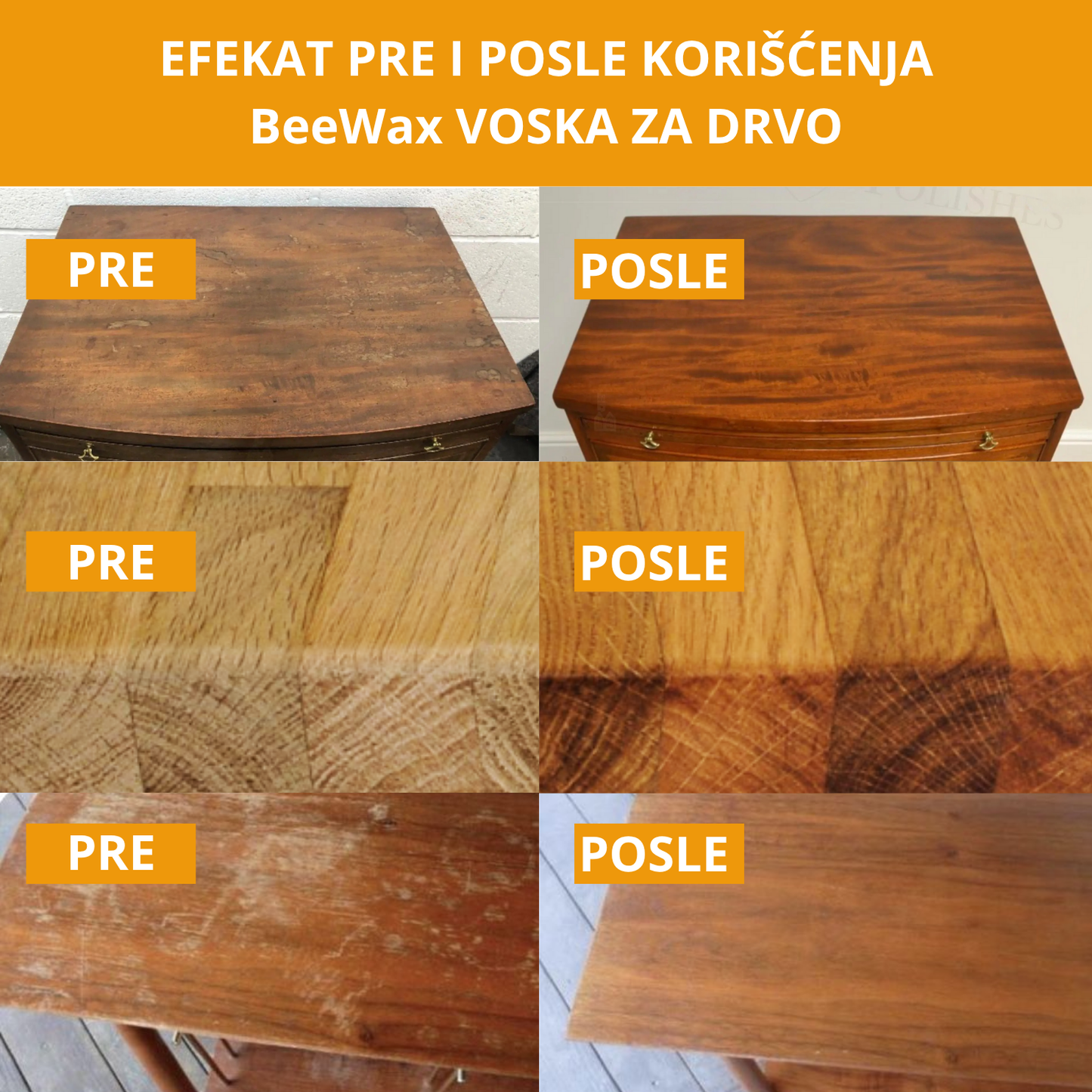 BeeWax - Vosak za obnovu drvenih površina 1+1